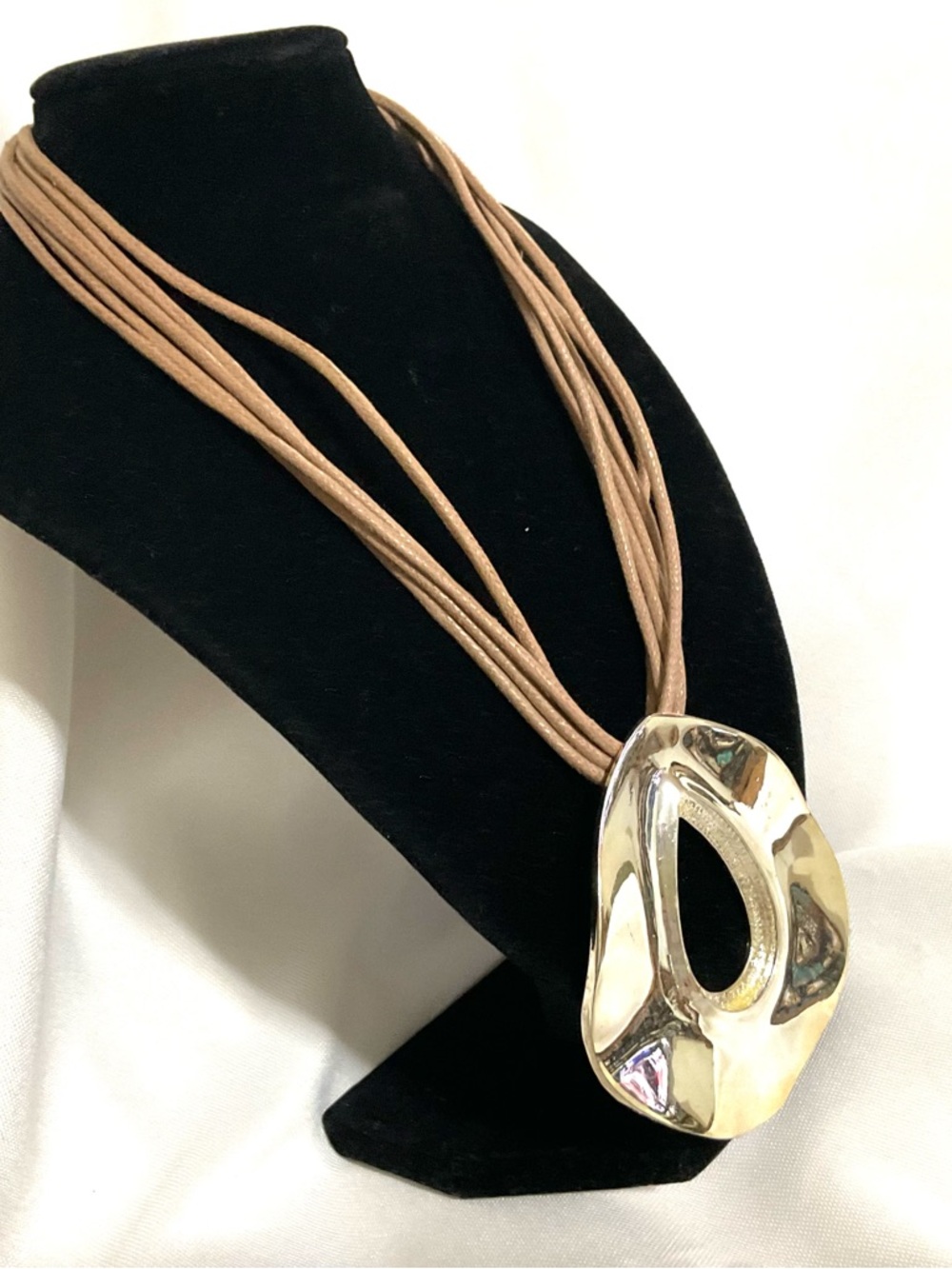 ST THOMAS 6 STRAND WAXED CORD  with SilverTone PENDANT